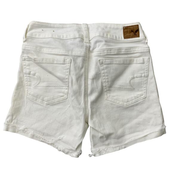 White Denim Jean Shorts American Eagle Stretch Size 0 - Picture 2 of 5